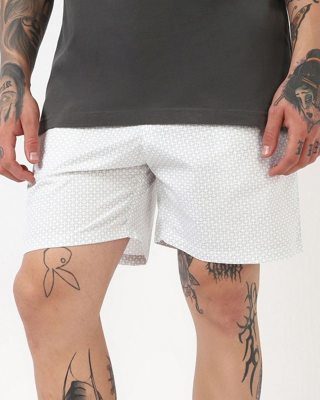 Shop Men's White All Over Printed Boxers-Front