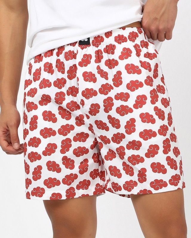 Shop Men's White & Red All Over Printed Boxers-Front