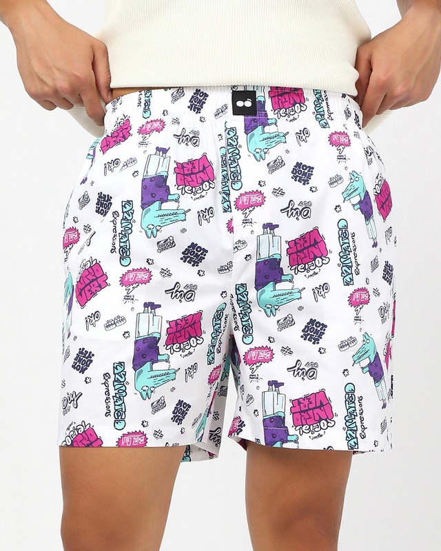 Shop Men's White All Over Printed Boxers-Front