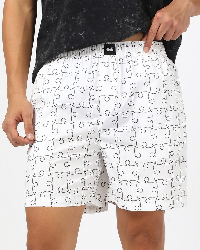 Shop Men's White All Over Printed Boxers-Front