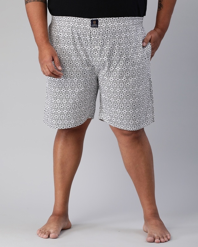 Shop Men's White All Over Printed Plus Size Boxers-Front