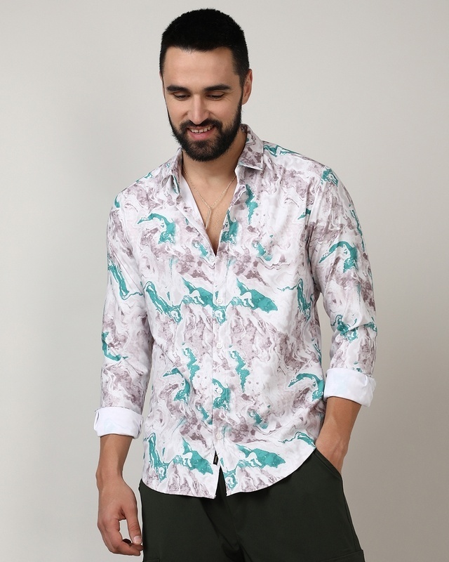 Shop Men's White All Over Printed Shirt-Front