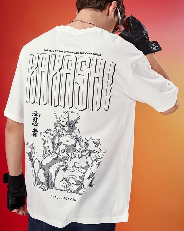 Shop Men's White Anbu Black Ops Graphic Printed Oversized T-shirt-Front