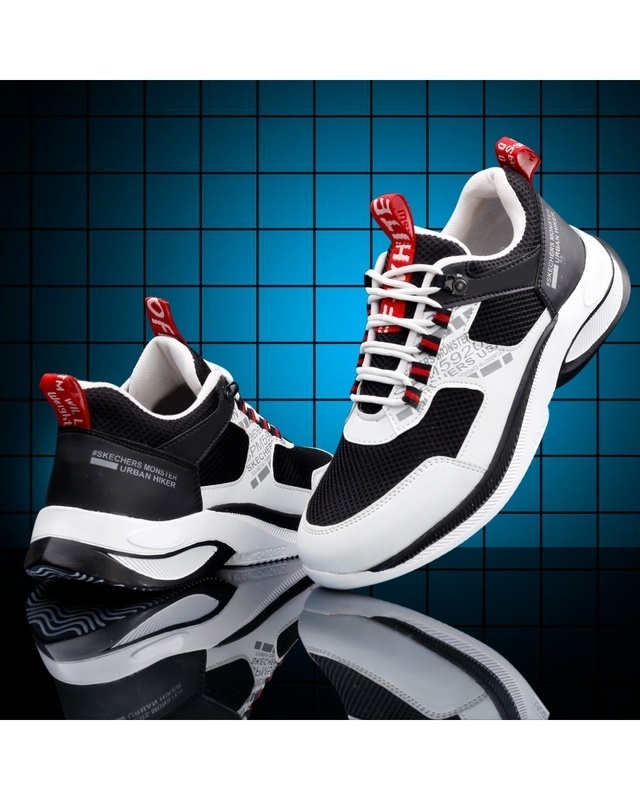 Shop Men's White and Black Color Block Sneakers-Front