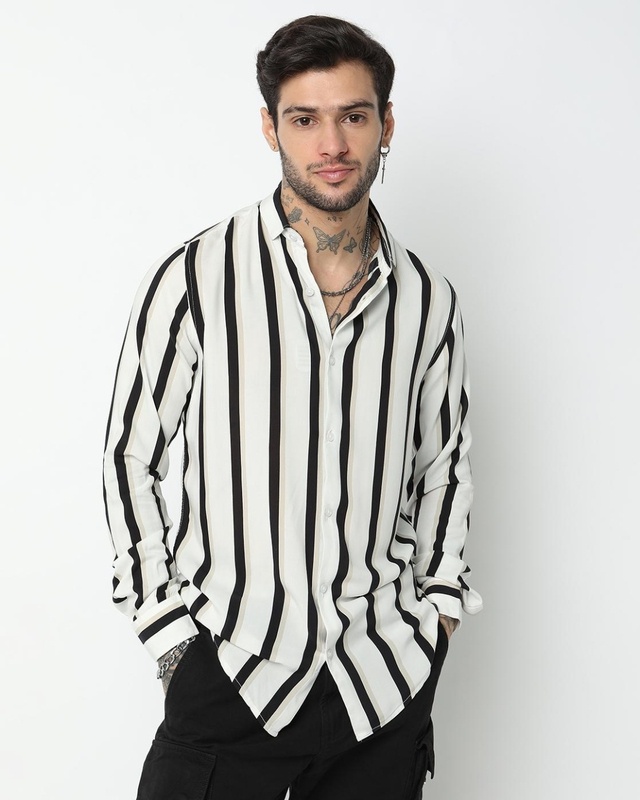 Shop Men's White Awning Striped Shirt-Front