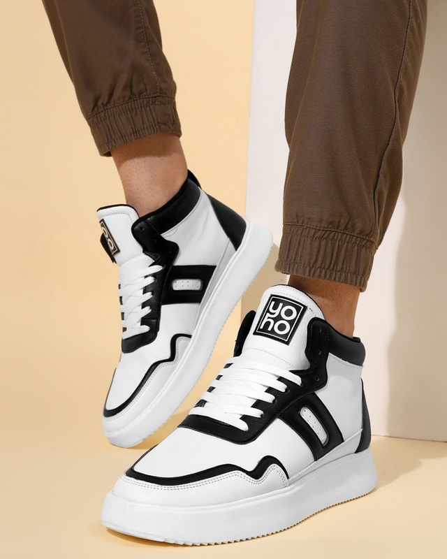 Shop Men's White & Black Colorblock Sneakers-Front
