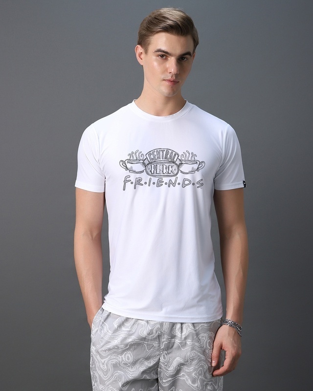 Shop Men's White Central Perk Graphic Printed T-shirt-Front