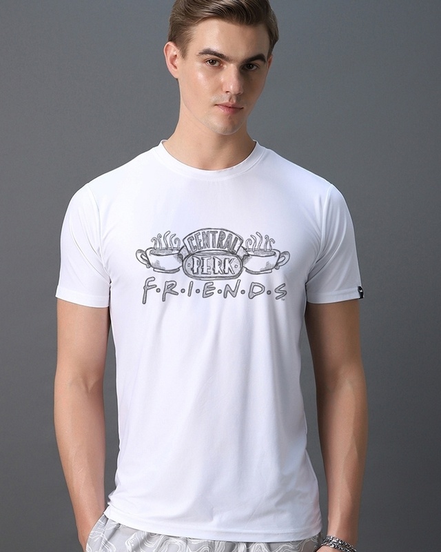 Shop Men's White Central Perk Graphic Printed T-shirt-Front