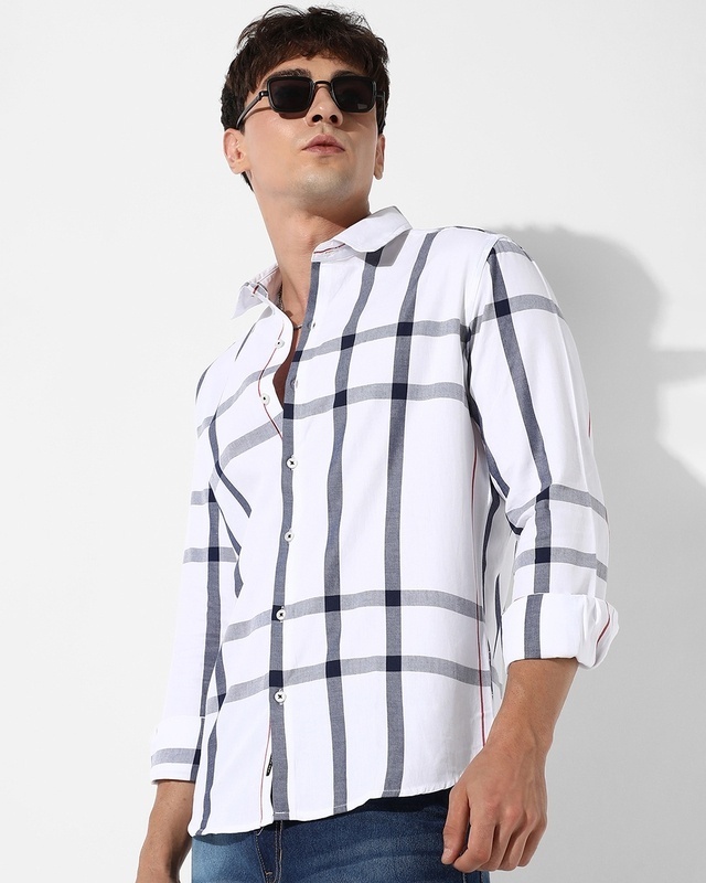 Shop Men's White Checked Shirt-Front