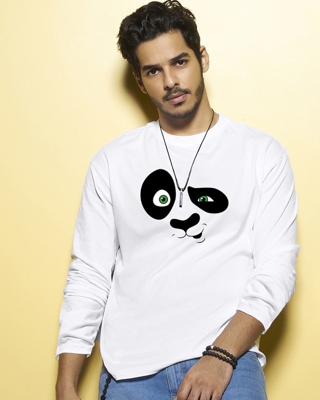 Shop Men's White Crazy Panda Printed T-shirt-Front