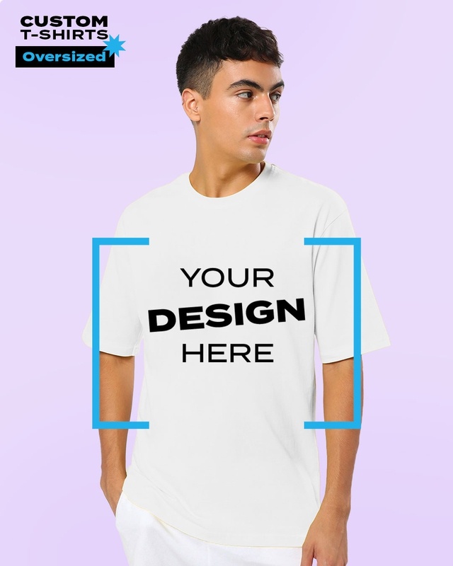 Shop Men's White Customizable Oversized Fit T-shirt-Front