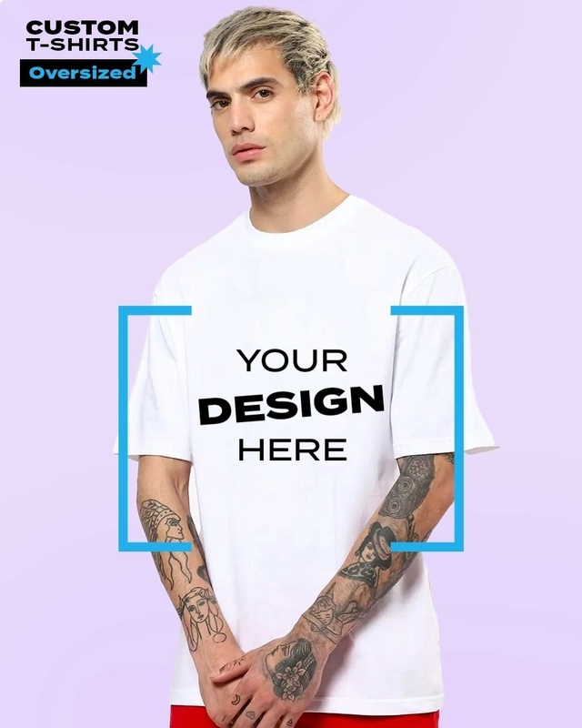 Shop Men's White Customizable Oversized T-shirt-Front