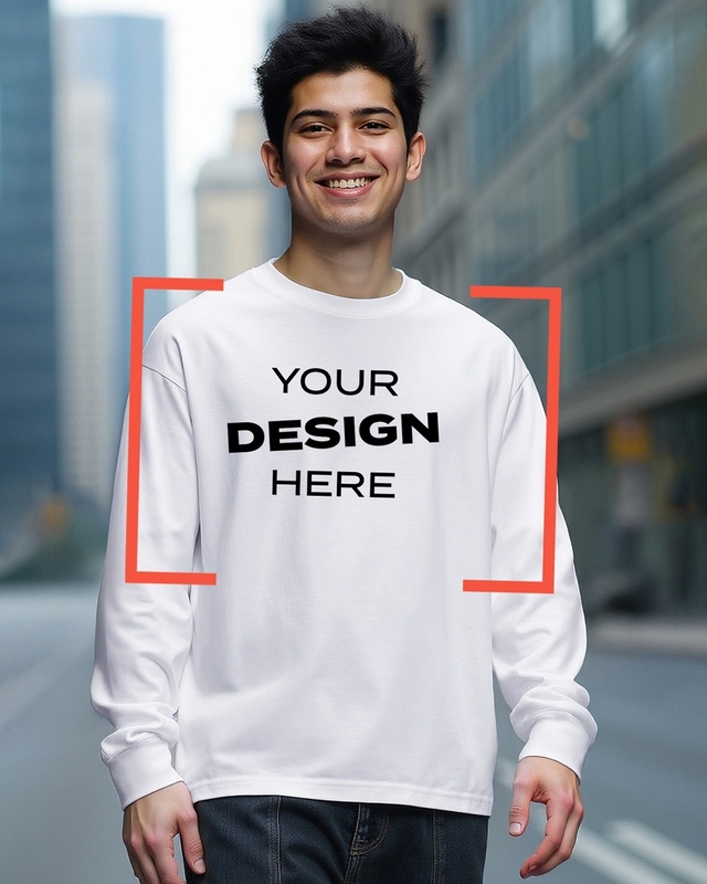Shop Men's White Customizable Oversized T-shirt-Front