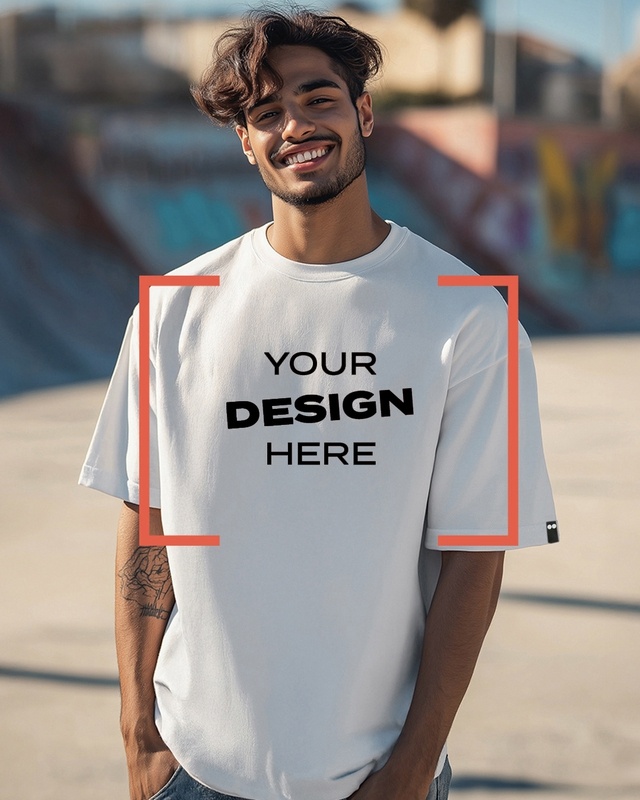 Shop Men's White Customizable Oversized T-shirt-Front
