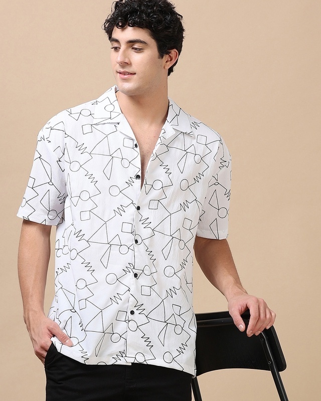 Shop Men's White Embroidered Oversized Shirt-Front