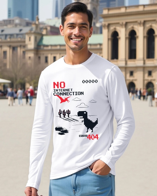 Shop Men's White Error Graphic Printed T-shirt-Front