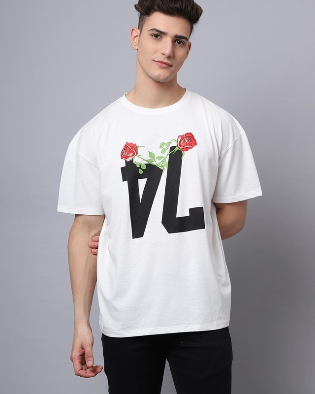 Shop Men's White Graphic Printed Oversized T-shirt-Front