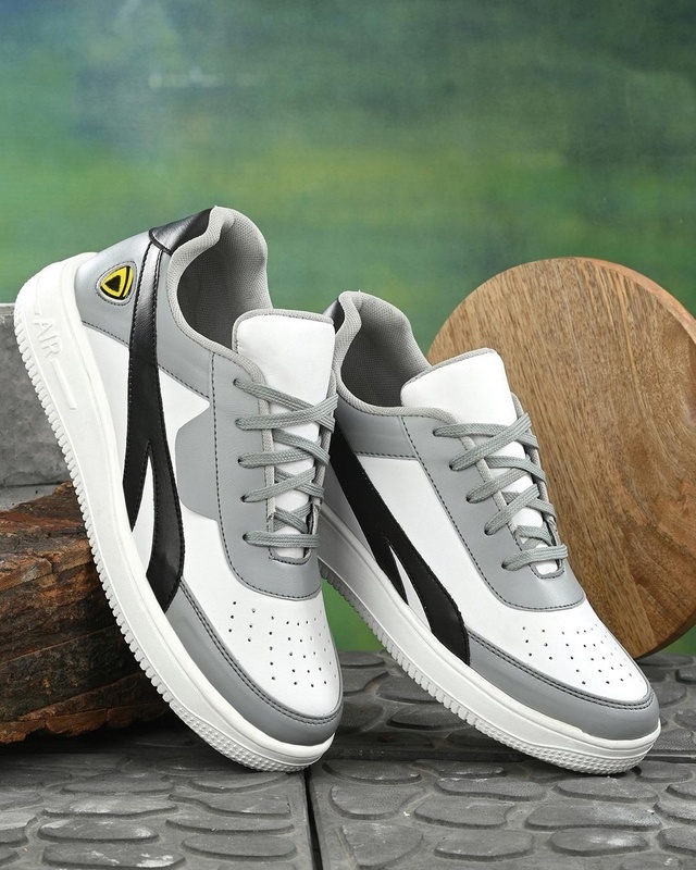 Shop Men's White & Grey Color Block Sneakers-Front
