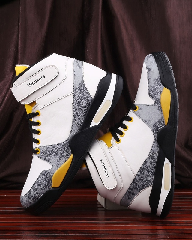 Shop Men's White & Grey Color Block Sneakers-Front