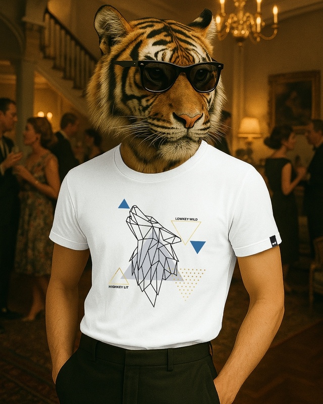 Shop Men's White Low Key Wild Graphic Printed T-shirt-Front