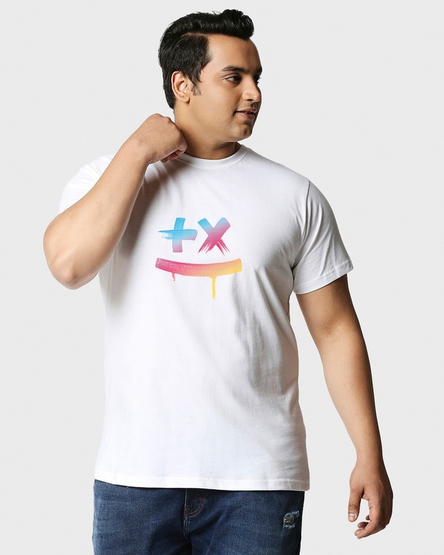 Shop Men's White Martin Garrix Colorful Graphic Printed Plus Size T-shirt-Front