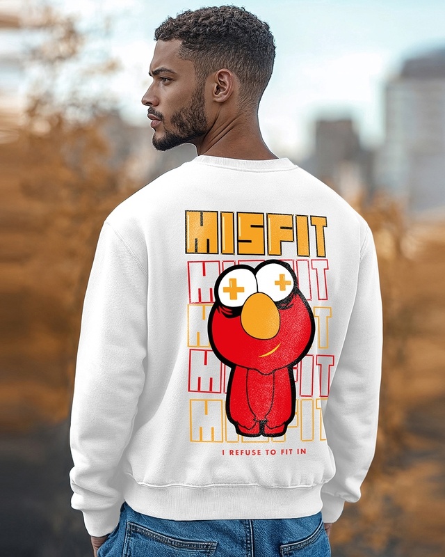 Shop Men's White Misfit Graphic Printed Sweatshirt-Front