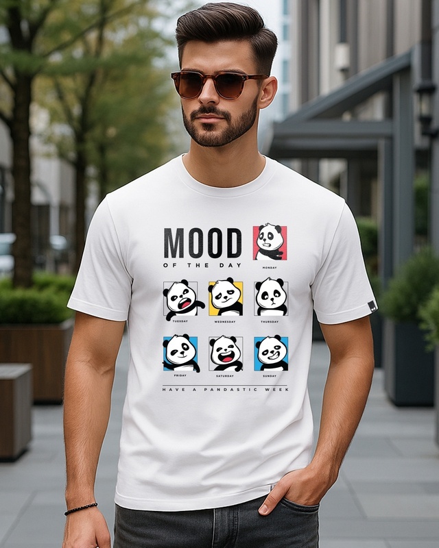 Shop Men's White MOTD Panda Graphic Printed T-shirt-Front