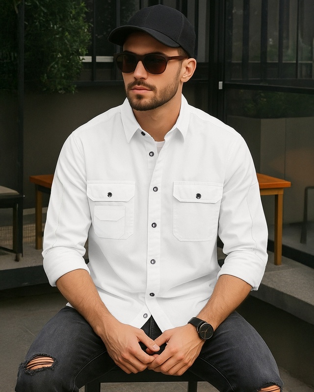 Shop Men's White Oversized Shirt-Front