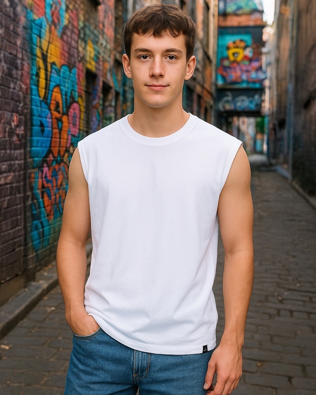 Men's White Oversized Vest