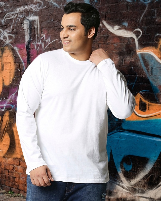 Shop Men's White Plus Size T-shirt-Front