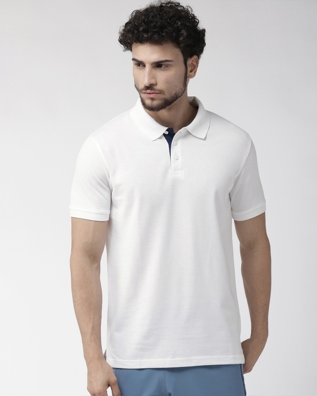 Shop Men's White Polo Slim Fit T-shirt-Front