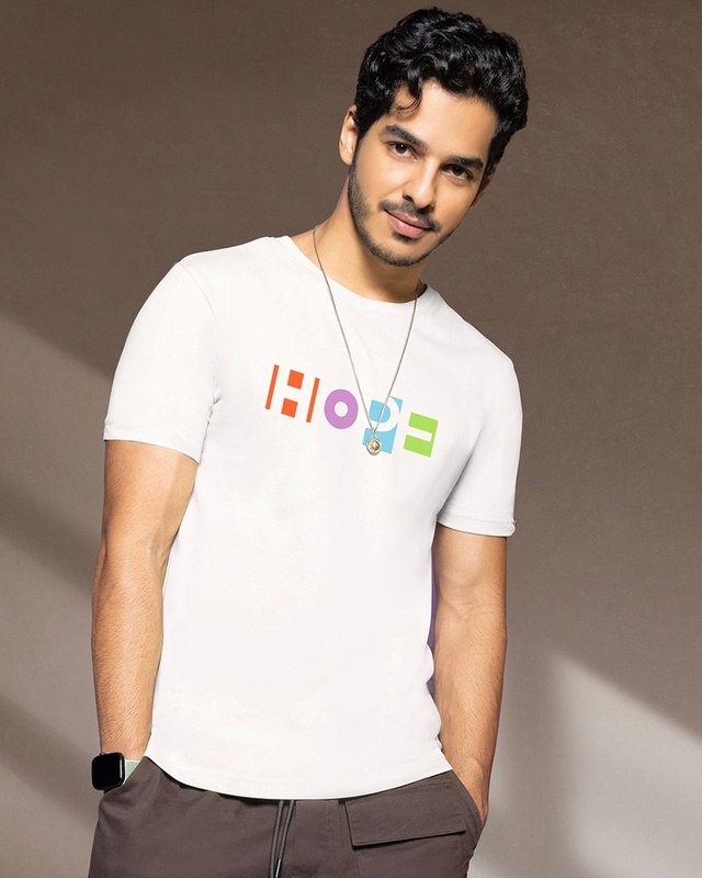 Men's White Pop Hope Typography T-shirt