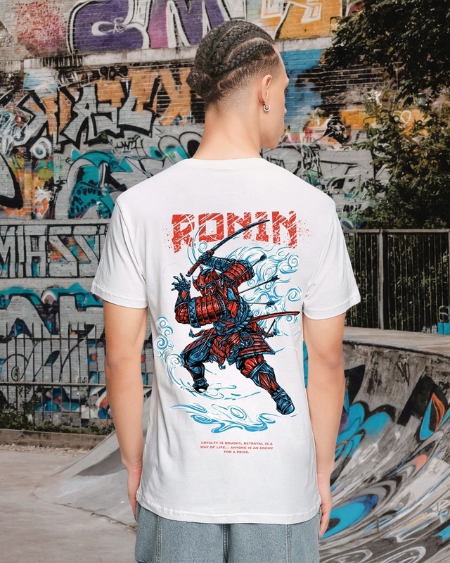 Shop Men's White Ronin Graphic Printed T-shirt-Front