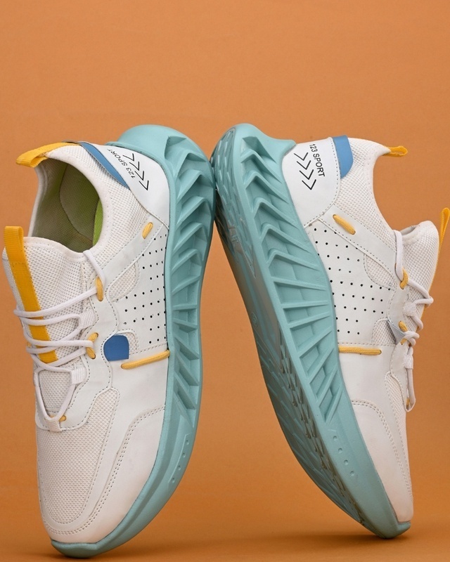 Shop Men's White Self Design Lace-Ups Sports Shoes-Front