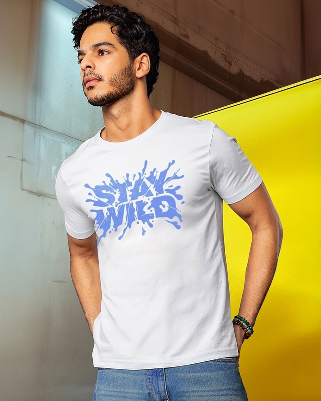 Shop Men's White Stay Wild Graphic Printed T-shirt-Front