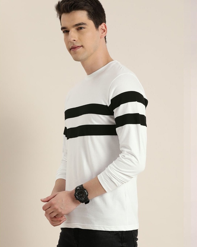 Shop Men's White Striped T-shirt-Front