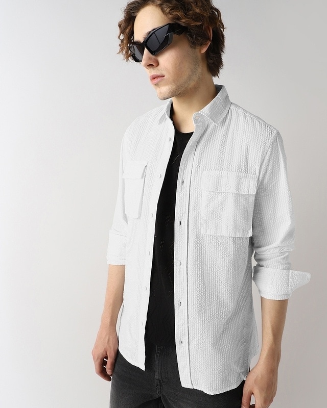 Shop Men's White Textured Shirt-Front