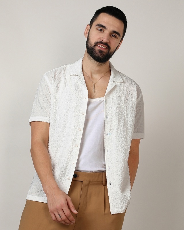 Shop Men's White Textured Shirt-Front