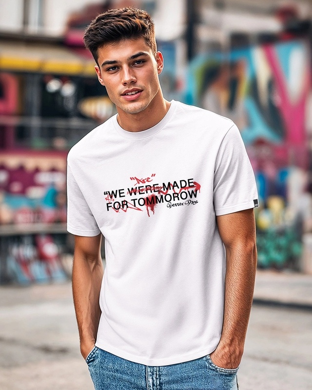 Shop Men's White The Future Typography T-shirt-Front