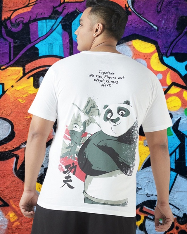 Men's White The Real Warrior Graphic Printed Plus Size T-shirt
