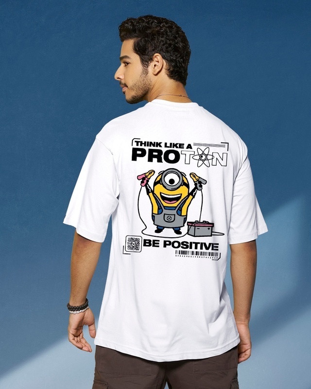 Men's White Think Like a Pro Typography Oversized T-shirt