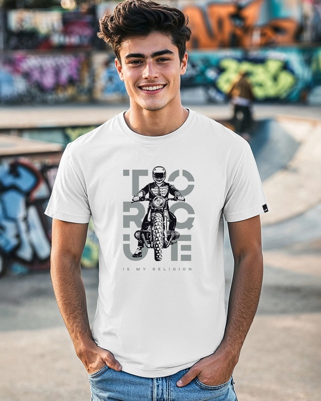 Shop Men's White Torque Graphic Printed T-shirt-Front