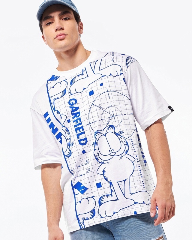 Shop Men's White Unreal Graphic Printed Oversized T-shirt-Front