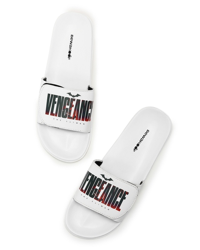 Shop Men's White Vengeance Printed Velcro Sliders-Front