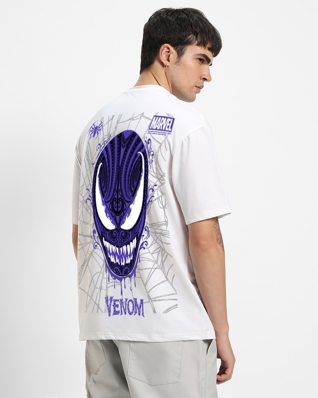 Shop Men's White Venomized Graphic Printed Oversized T-shirt-Front