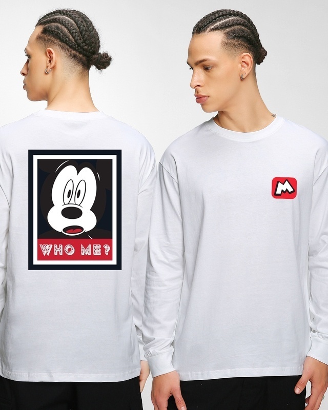 Shop Men's White Who Me Graphic Printed Oversized T-shirt-Front