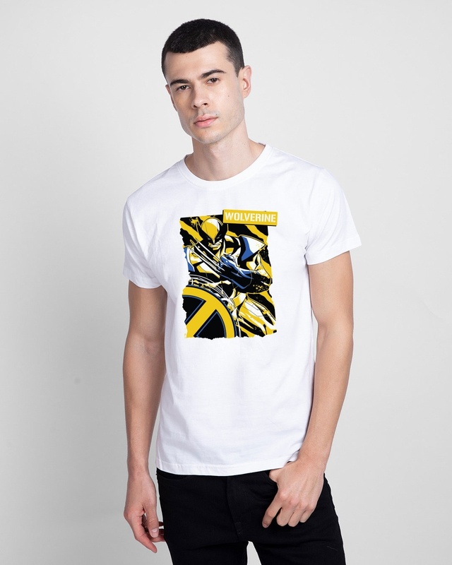 Shop Men's White Wolverine Poster (XML) Printed T-shirt-Front