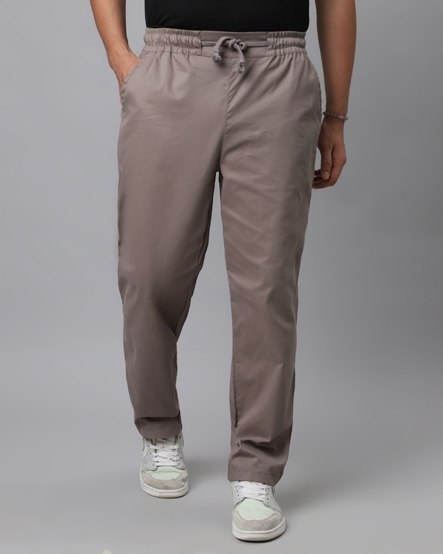 Shop Men's Wind Grey Loose Comfort Fit Pants-Front