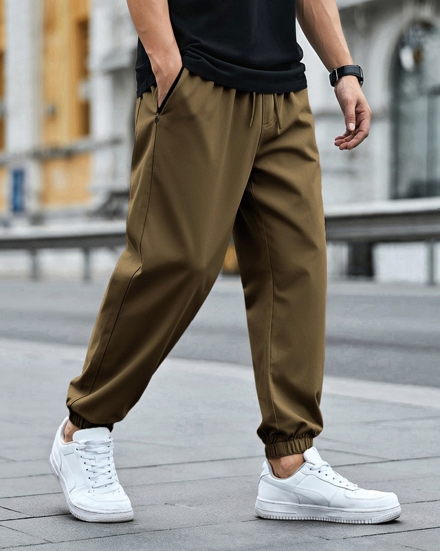 Shop Men's Winter Moss Green Oversized Joggers-Front