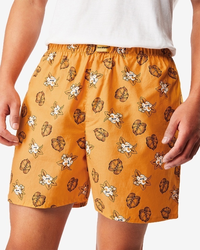 Shop Men's Yellow All Over Printed Boxers-Front
